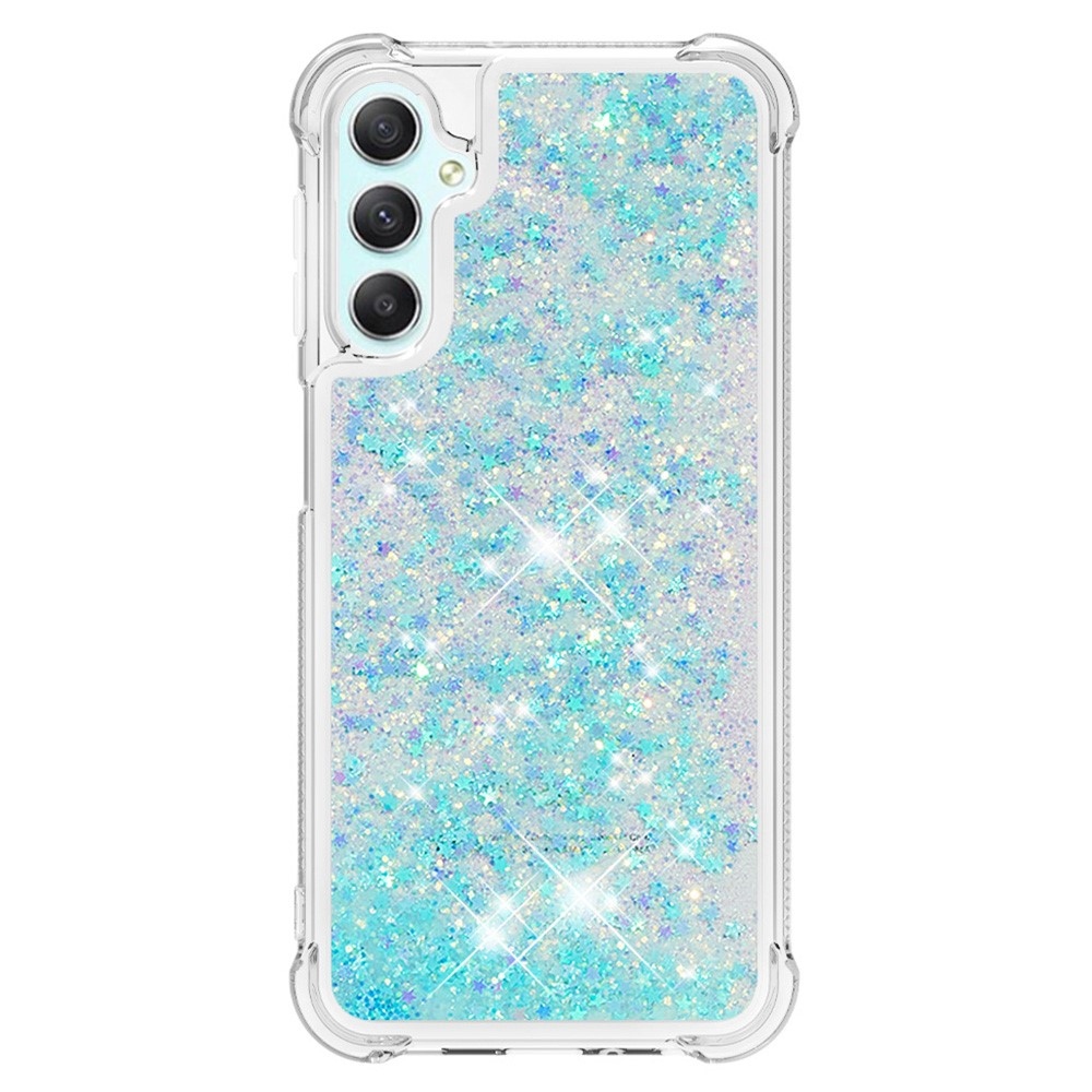 Glitter homokóra zselés tok Samsung Galaxy A24 készülékhez - kék / csillagok