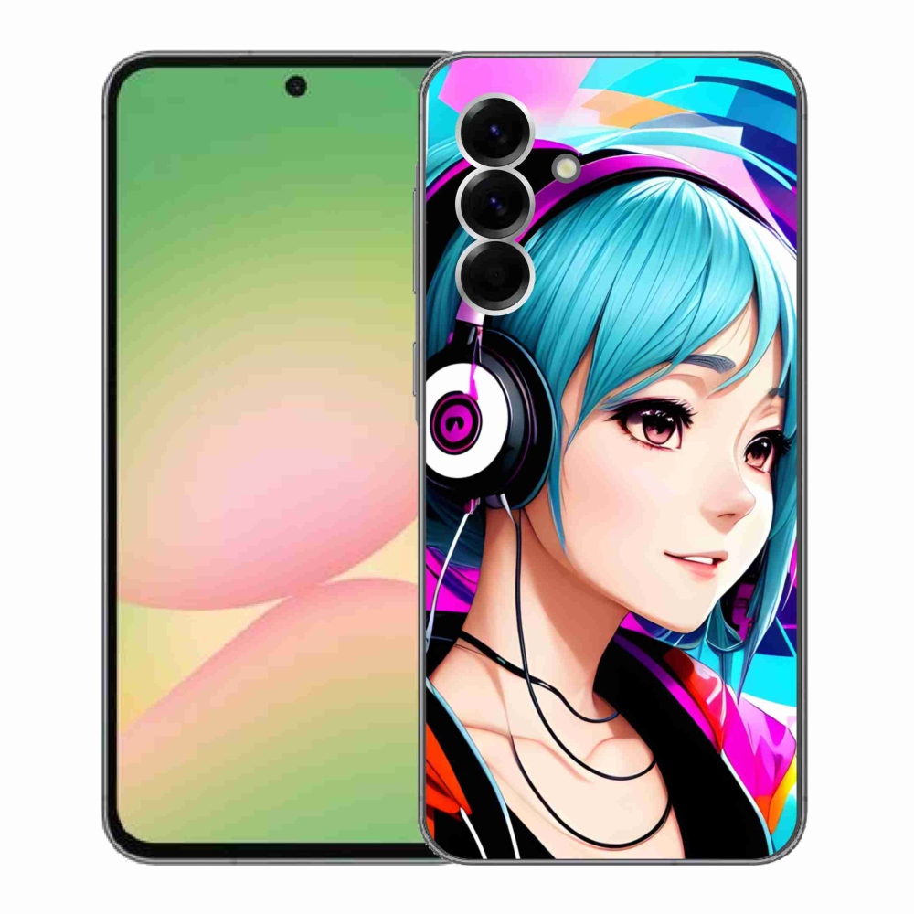 Gél borítás mmCase Samsung Galaxy A56 5G - lány fejhallgatóval