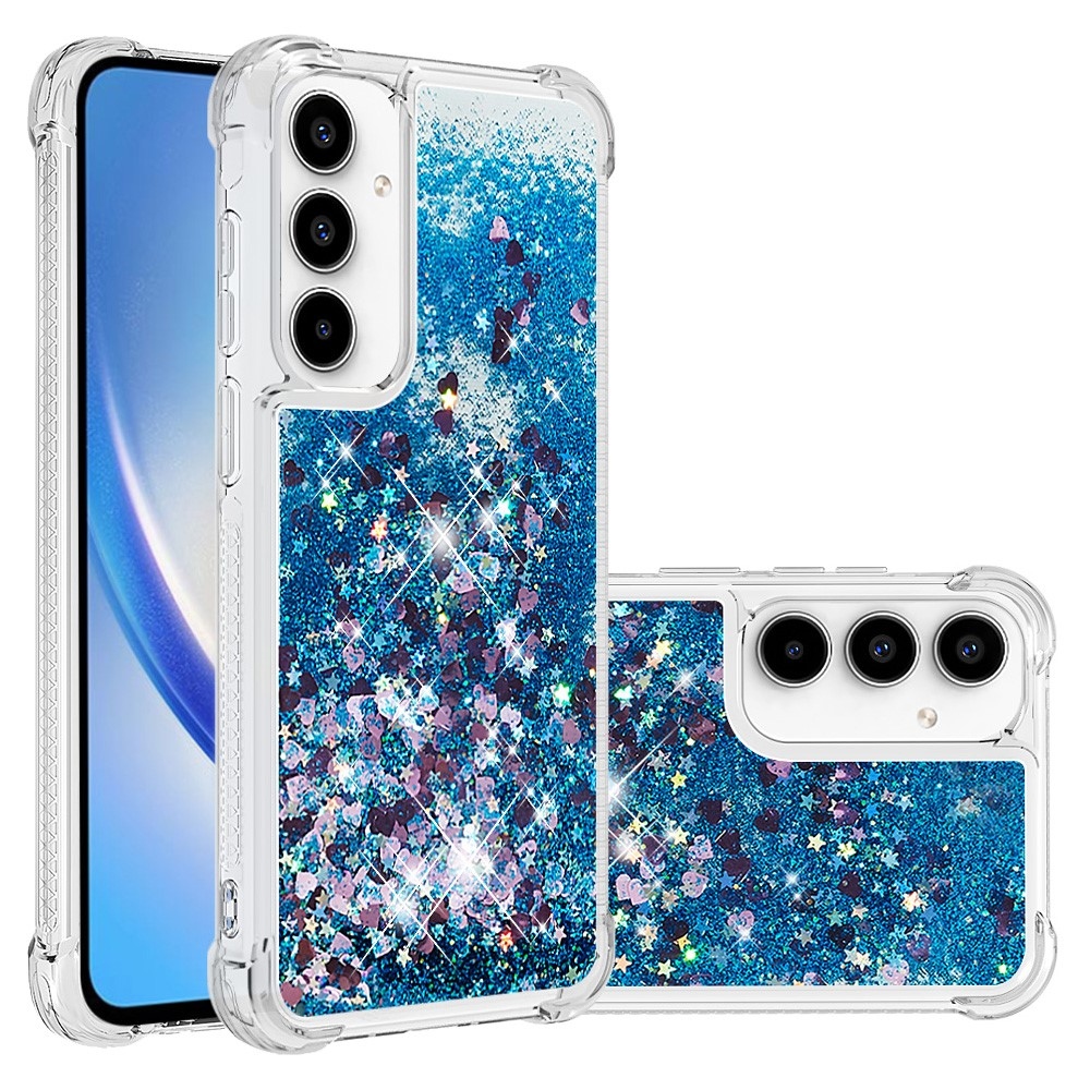 Glitter homokóra zselés tok Samsung Galaxy A56 5G - kék/szívek