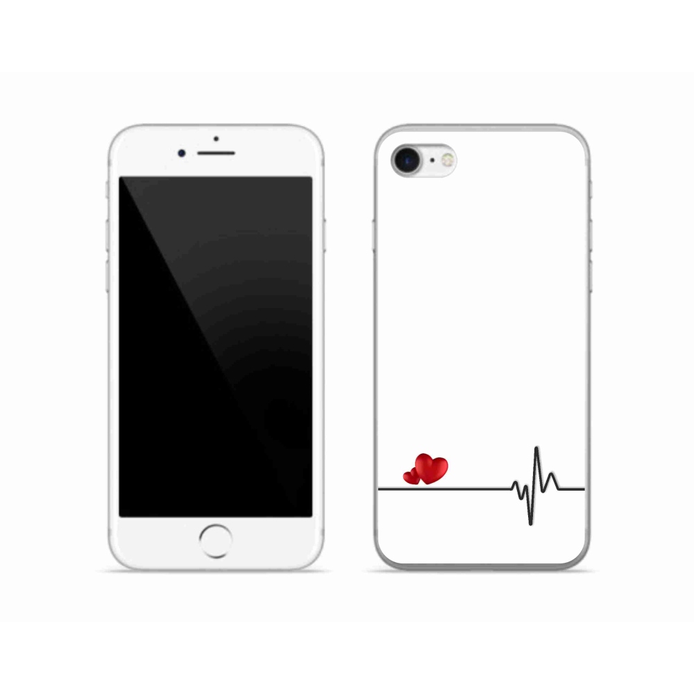 Gél borítás mmCase iPhone SE (2022) - szív és szívverés fehér háttérrel