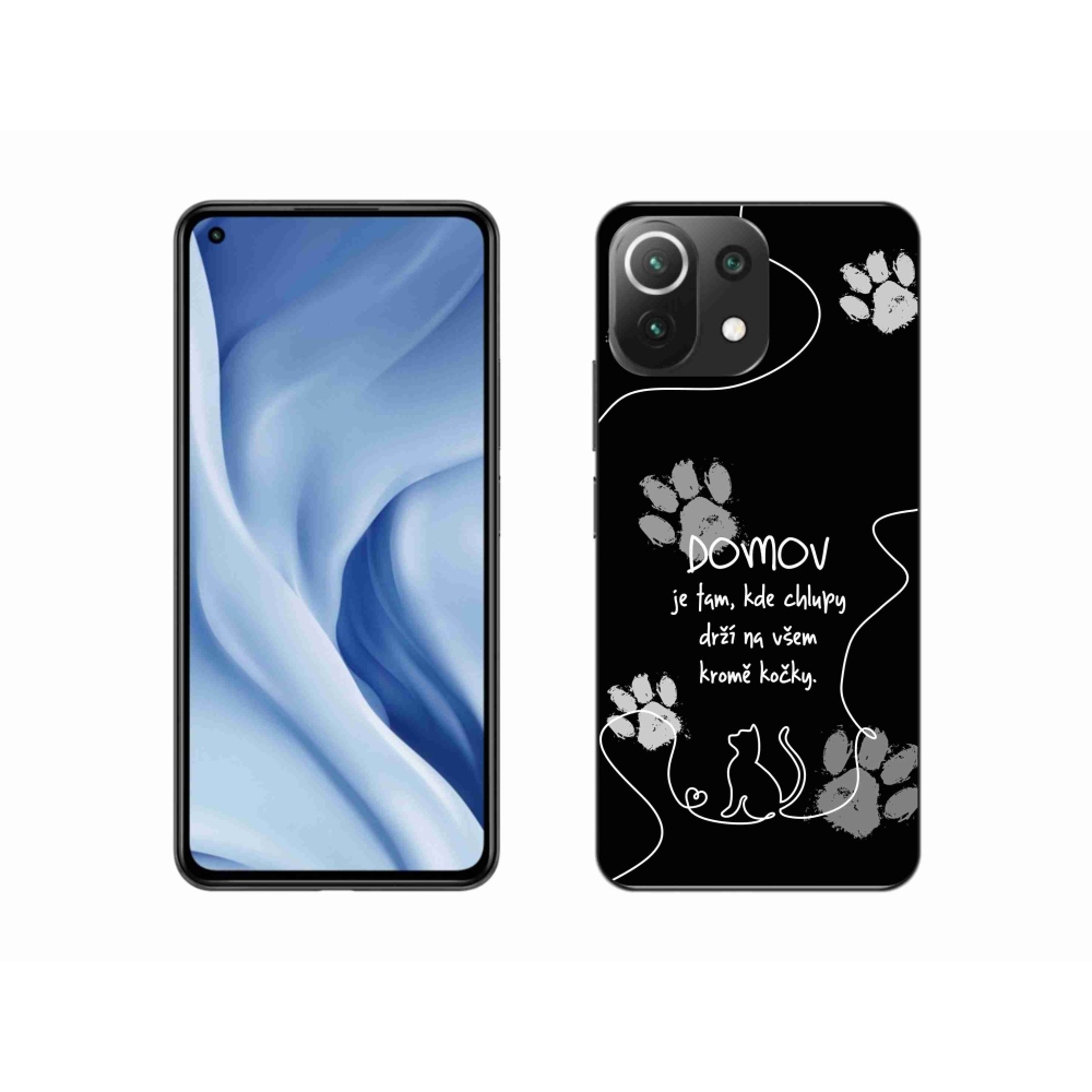 Gél borítás mmCase a Xiaomi Mi 11 Lite 4G/5G-hez - macska motívum fekete háttérrel