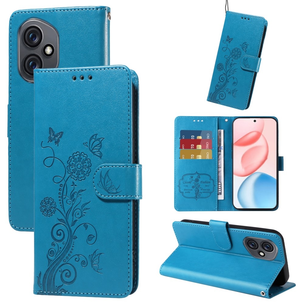 Virágos könyvtáska Honor 400-hoz - kék