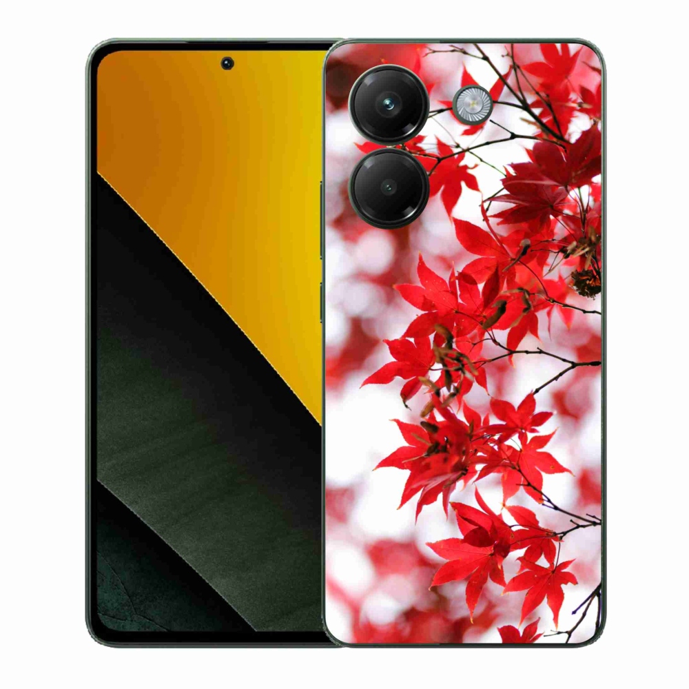 Gél borítás mmCase a Xiaomi Poco M7 Pro 5G-hez - piros levelek