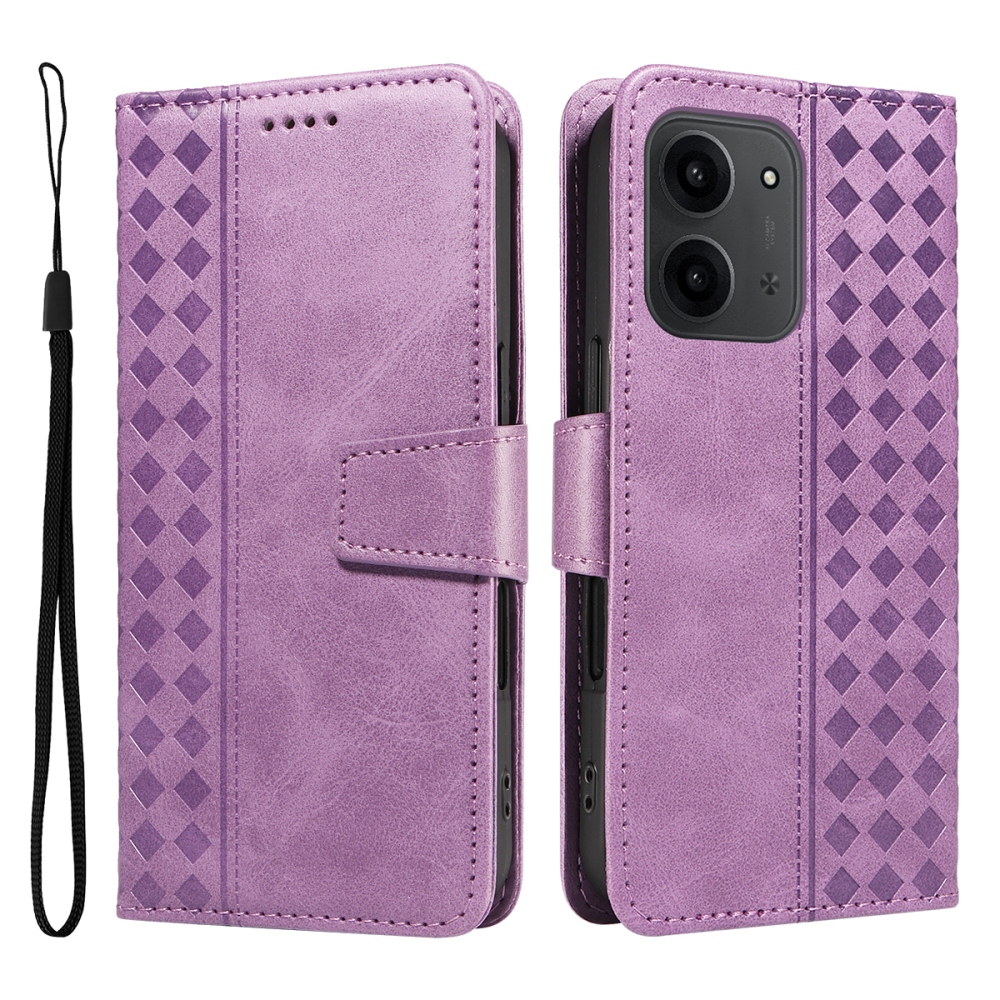 Rácsos könyv tok Xiaomi Redmi 15C 4G/5G (173mm) - világos lila