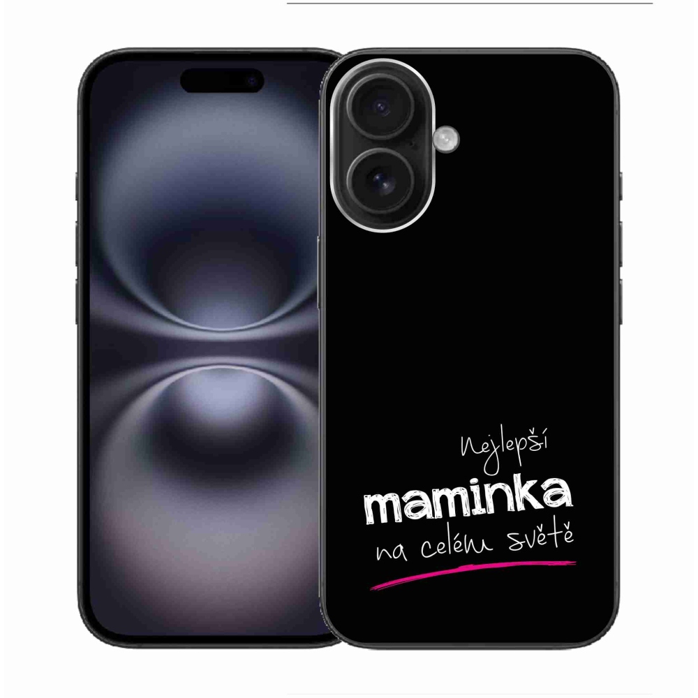 Gél borító mmCase iPhone 16-hoz - legjobb anya 4 fekete háttérrel