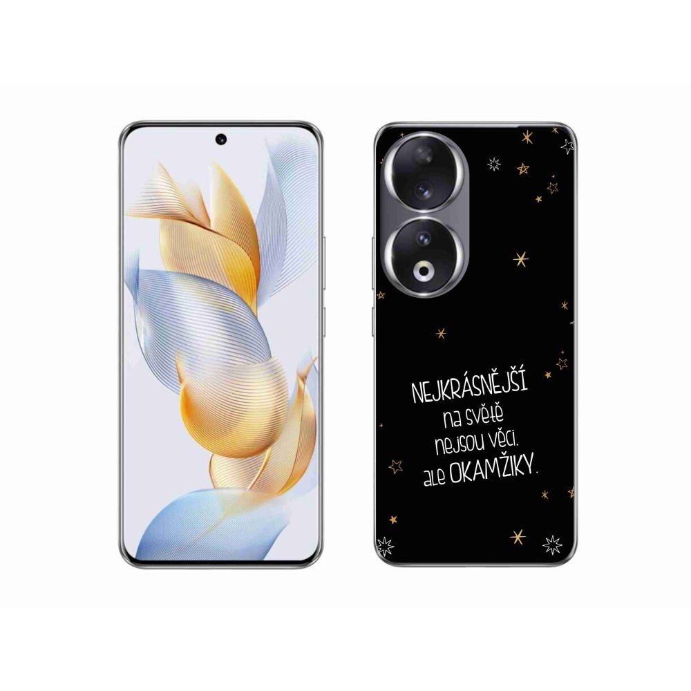 Zselés borító mmCase a Honor 90-hez - idézet 4 fekete háttér