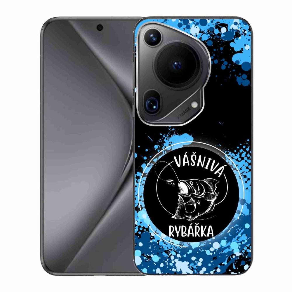 Gél borító mmCase a Huawei Pura 70 Ultra - szenvedélyes halásznő fekete háttérrel