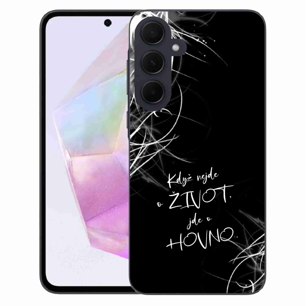 Gél borító mmCase Samsung Galaxy A35 5G - vicces szöveg 16 fekete háttér