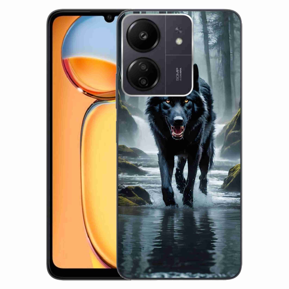 Zselés borítás mmCase a Xiaomi Poco C65/Redmi 13C-hez - fekete farkas