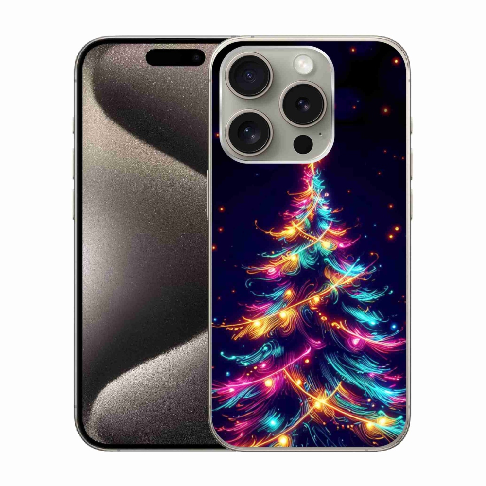 Zselés borítás mmCase iPhone 15 Pro készülékhez - neon karácsonyfa