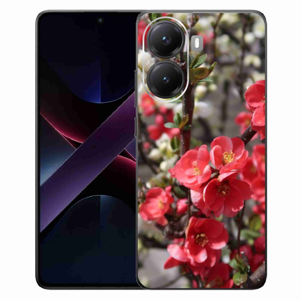 Gél borítás mmCase a Xiaomi Poco X7 Pro 5G számára - piros virágok