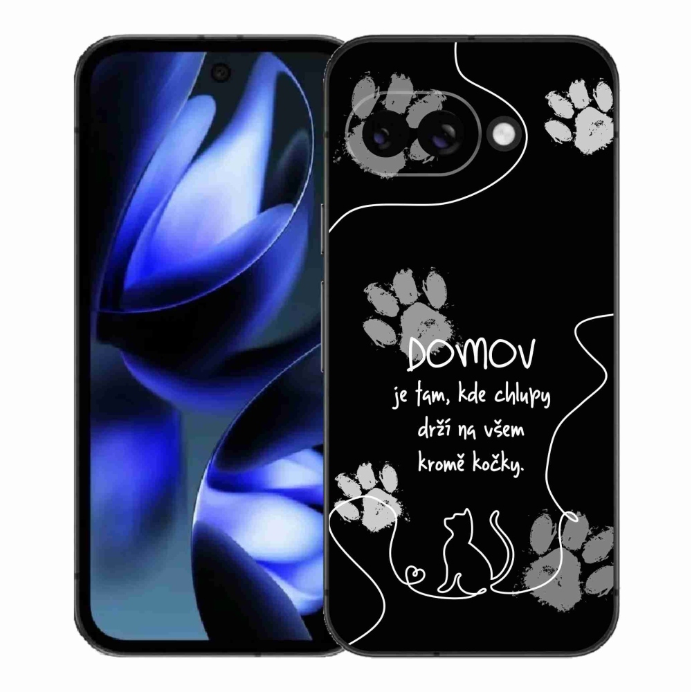 Gél borítás mmCase a Google Pixel 9a készülékhez - macska motívum fekete háttérrel