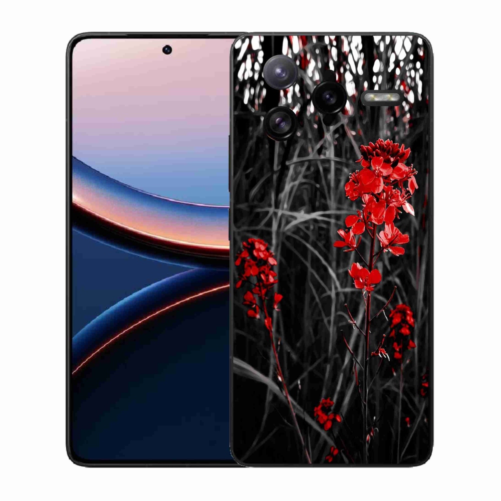 Gél borítás mmCase a Xiaomi Poco F7 Ultra - piros növényhez