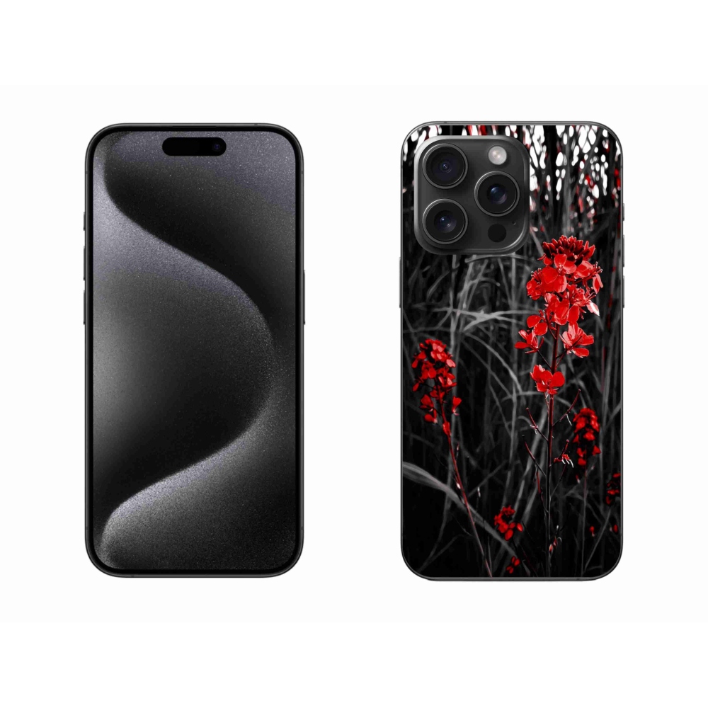 Zselés borítás mmCase iPhone 15 Pro Max készülékhez - piros növény