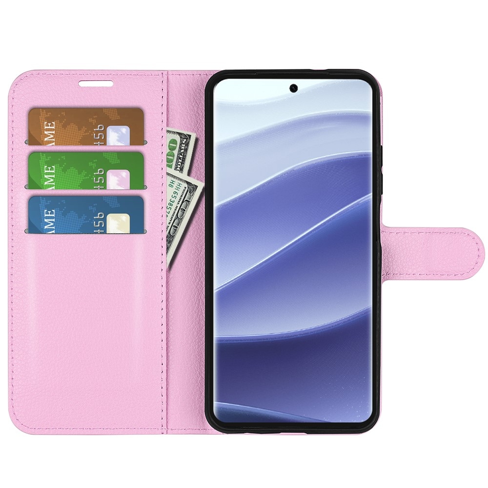 Litchi könyv tok Xiaomi Redmi Note 14 Pro 5G/Poco X7 5G - rózsaszínű