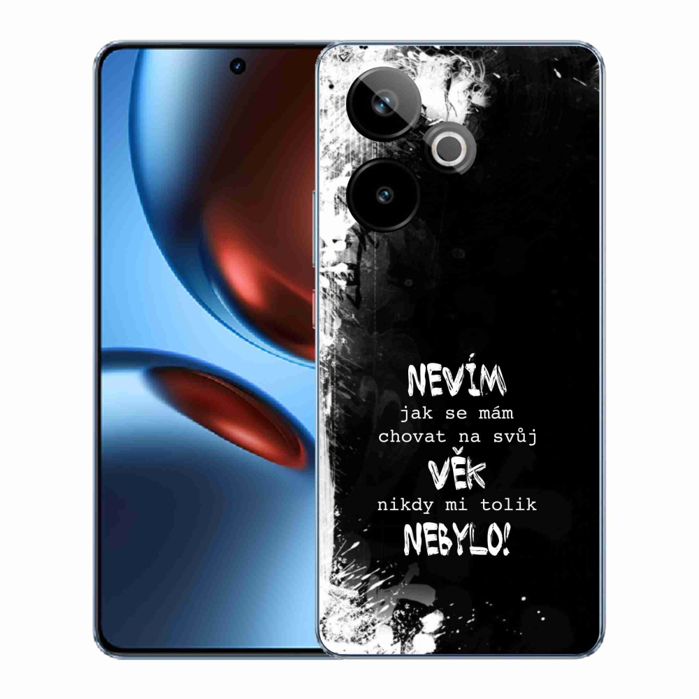 Rugalmas gél tok mmCase képzeletbeli Realme GT 7 5G/GT 7T 5G - vicces szöveg 14 fekete háttérrel