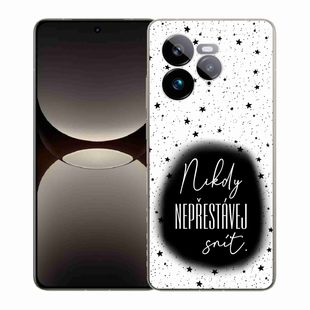 Gél borítás mmCase a Realme GT 7 Pro 5G-n - Idézet 1 fekete-fehér háttérrel