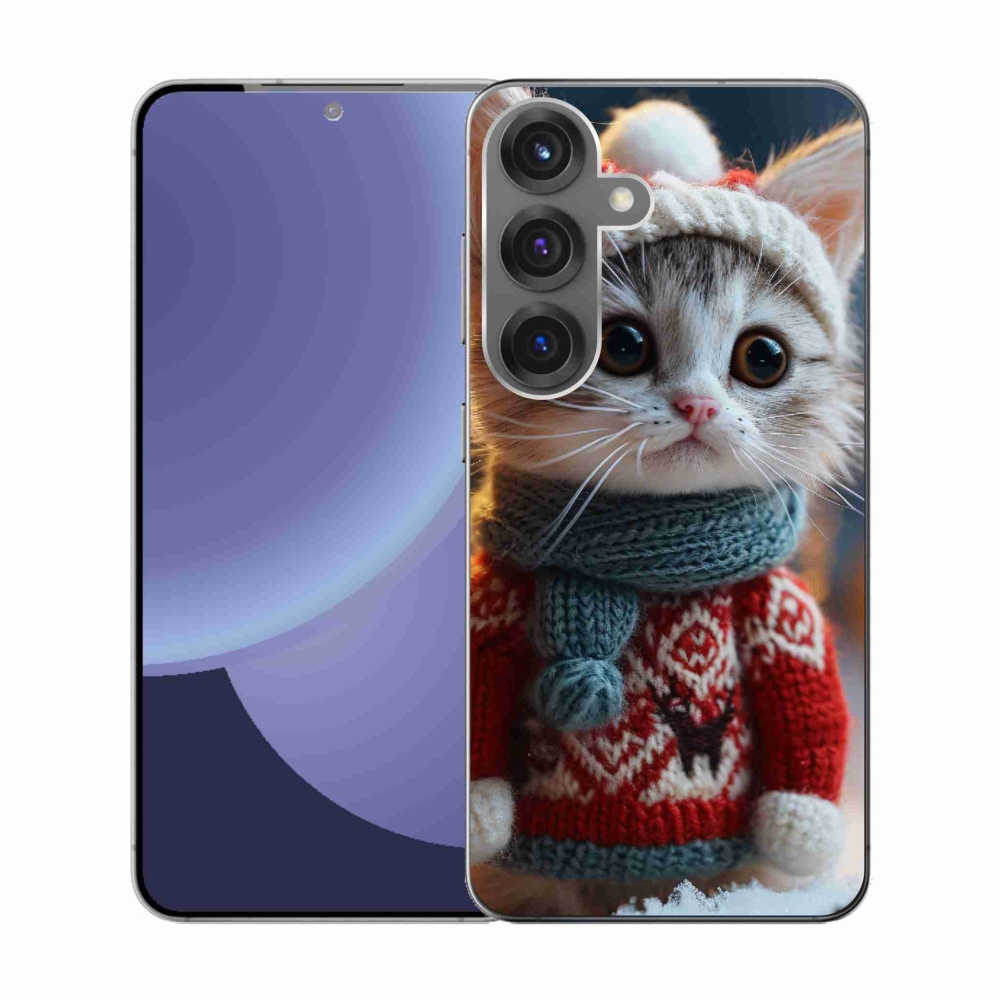 Gél borítás mmCase Samsung Galaxy S25 készülékhez - cica pulóverben