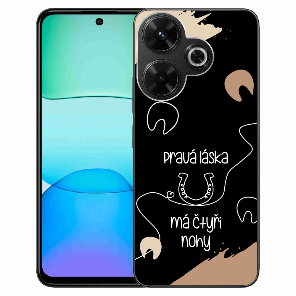 Gél borítás mmCase a Xiaomi Redmi 13 4G/Poco M6 4G számára - ló motívum fekete háttérrel