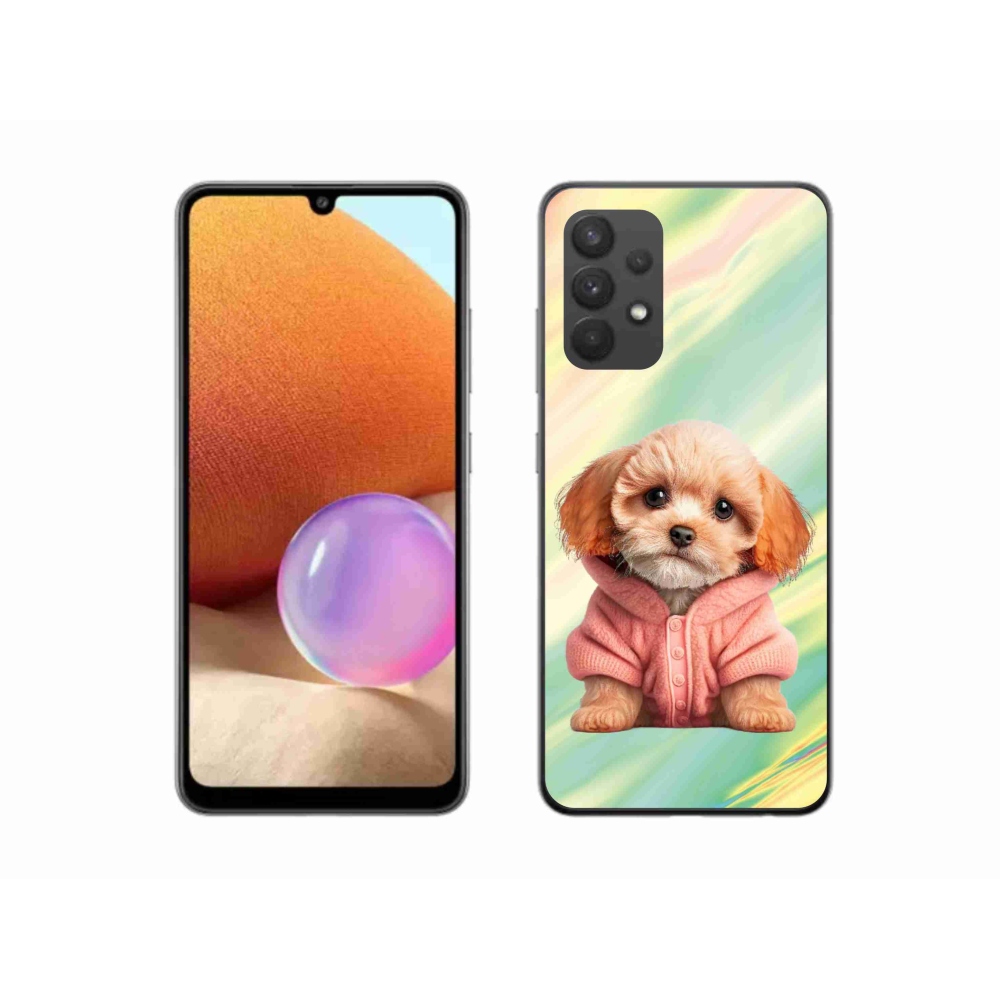 Gél borítás mmCase Samsung Galaxy A32 4G - pulóveres kiskutya Samsung Galaxy A32 4G - pulóverben