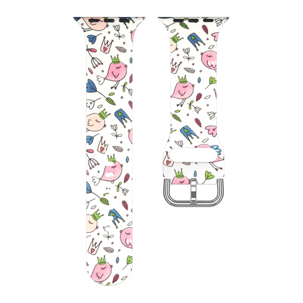Nyomtatott szilikon szíj Apple Watch Ultra/Ultra 2 49mm/SE/SE 2022/2023 44mm/9/8/7 45mm/6/5/4 44mm/3/2/1 42 mm-es órához - C minta