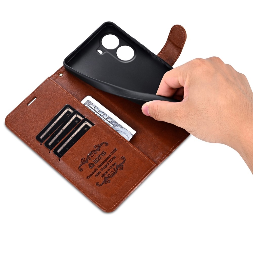 AZNS könyv tok a Xiaomi Poco X7 Pro 5G-hez - barna színű