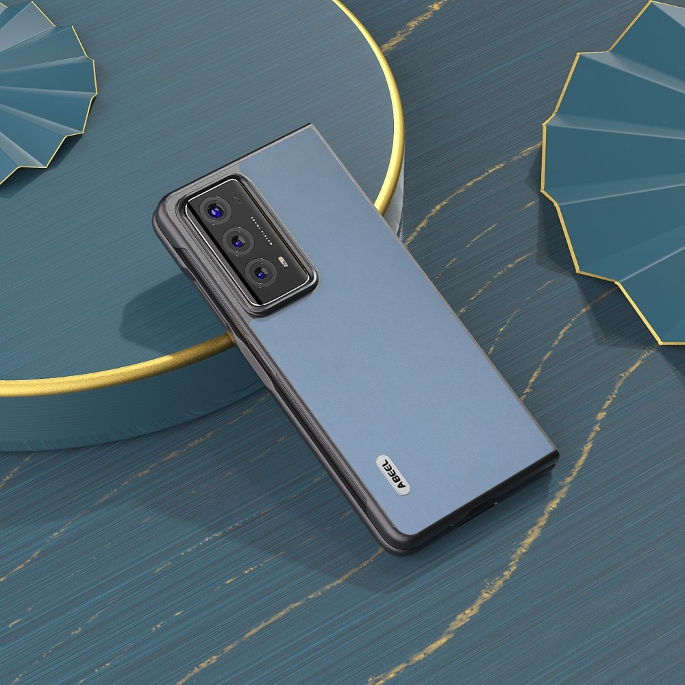 ABEEL műanyag tok műbőrrel a Honor Magic V2 készülékhez - kék