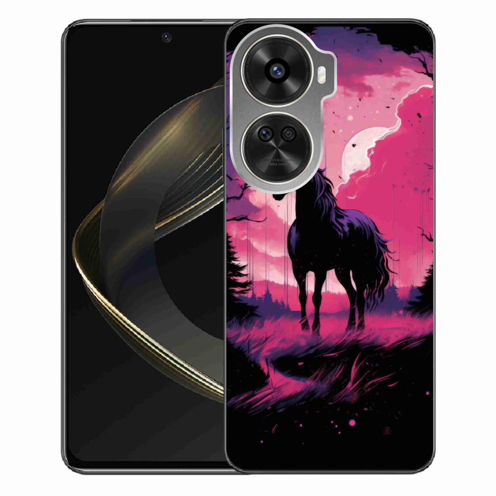 Gél borítás mmCase a Huawei Nova 12 SE-hez - fekete rajzfilm ló 1