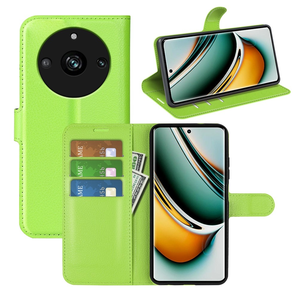 Litchi könyvtáska a Realme 11 Pro 5G/11 Pro+ 5G modellhez - zöld