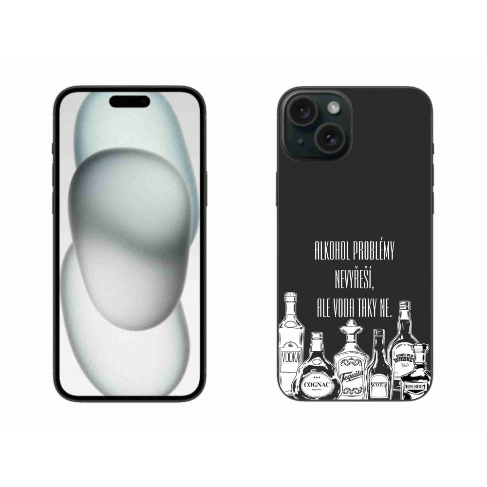 Gél borító mmCase iPhone 15 Plus készülékhez - vicces szöveg fekete háttérrel