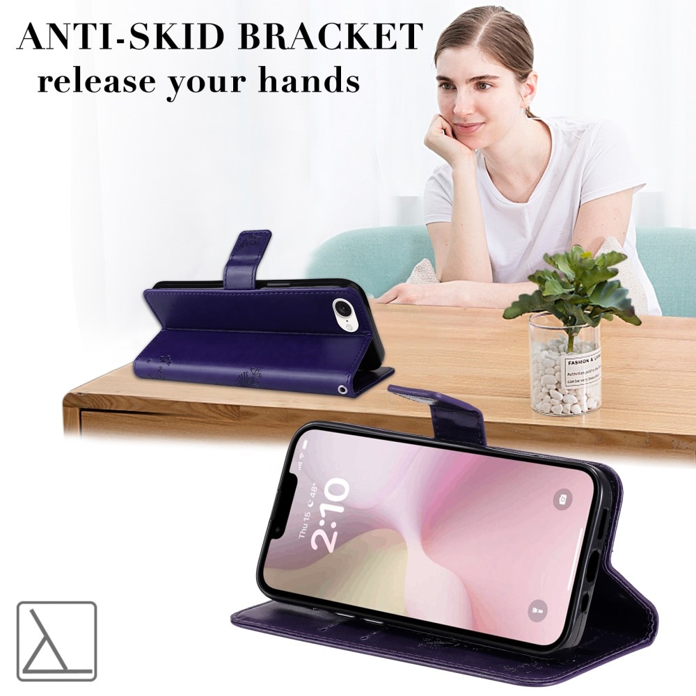 Fák könyvtáska iPhone 16e készülékhez - sötétlila