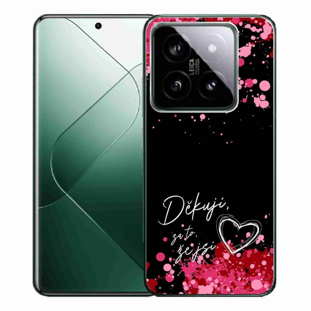 Gél borító mmCase a Xiaomi 14 Pro-hoz - text in love 2 fekete háttérrel