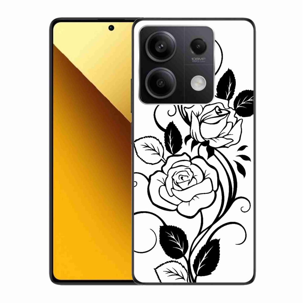 Gél borítás mmCase a Xiaomi Redmi Note 13 5G számára - fekete és fehér rózsa