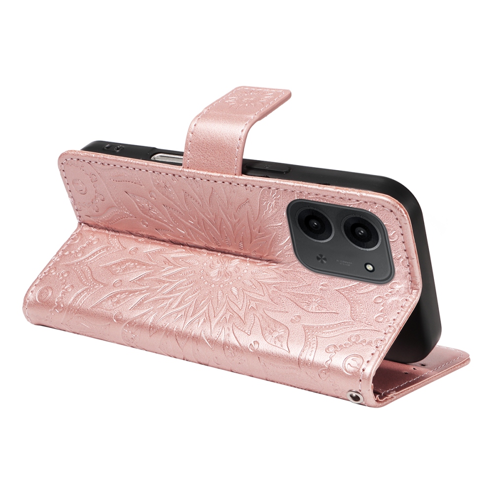 Napraforgó könyv tok Xiaomi Redmi 15C 4G/5G (173mm) - rózsa arany