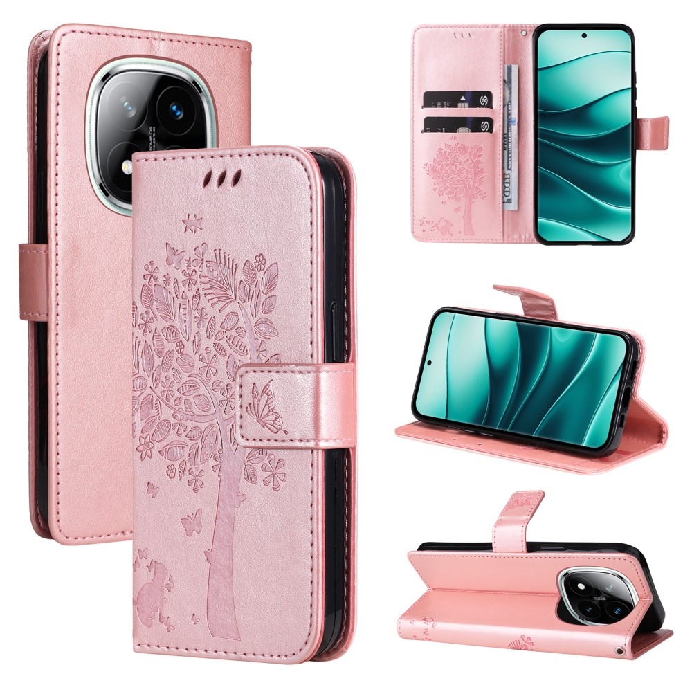 Fák könyv tokja Xiaomi Redmi Note 14 Pro 5G/Poco X7 5G/Note 14 Pro+ 5G - rózsaarany