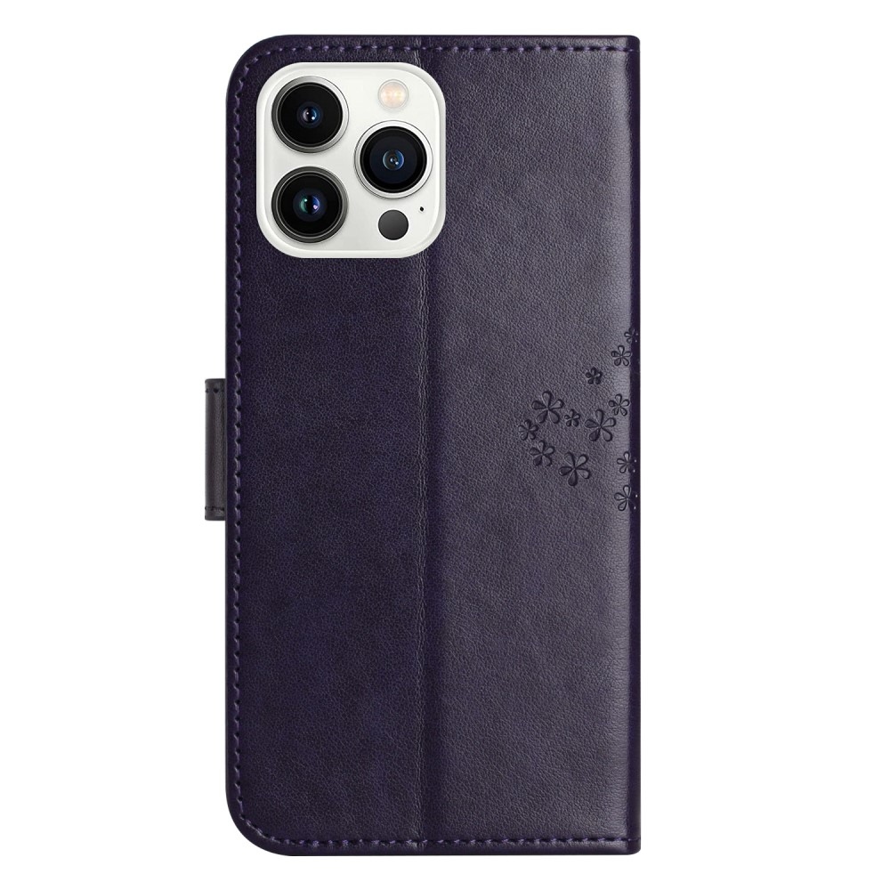 Fa könyv tok iPhone 15 Pro Max készülékhez - sötét lila