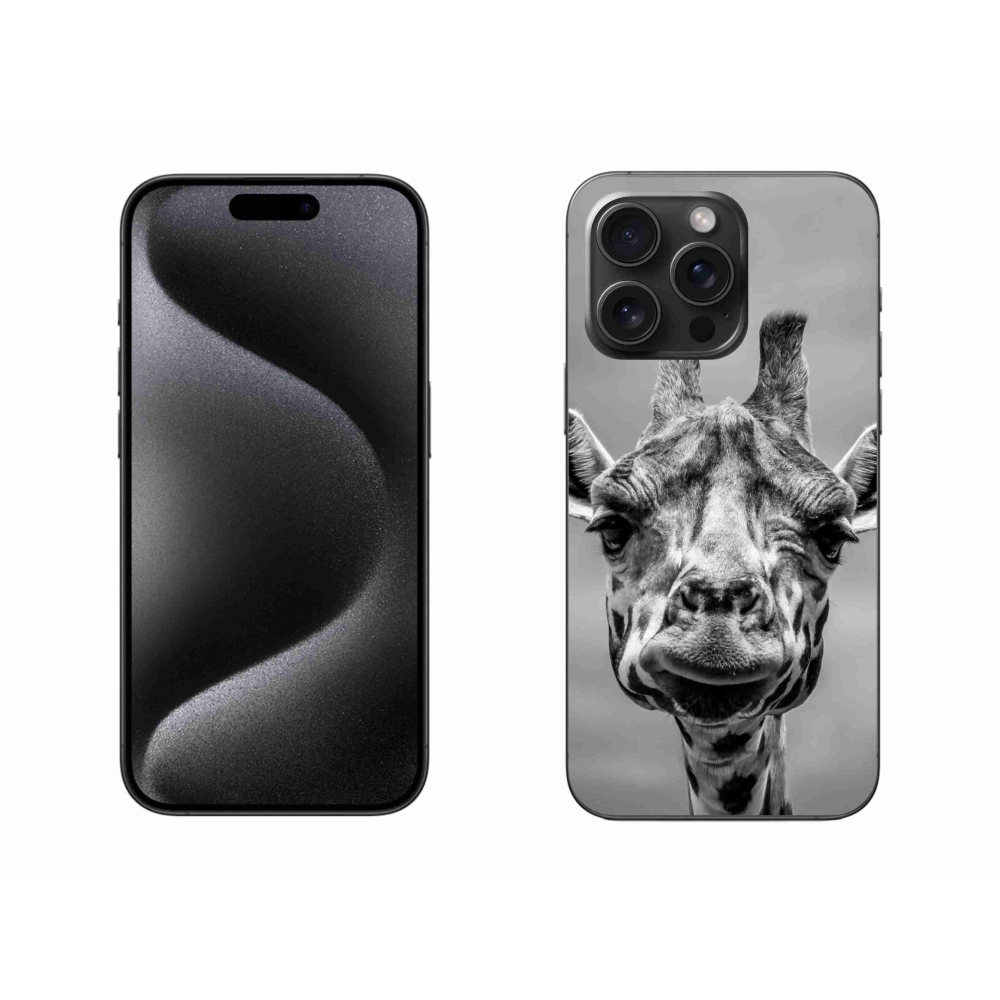Zselés borítás mmCase iPhone 15 Pro Max készülékhez - fekete-fehér zsiráf