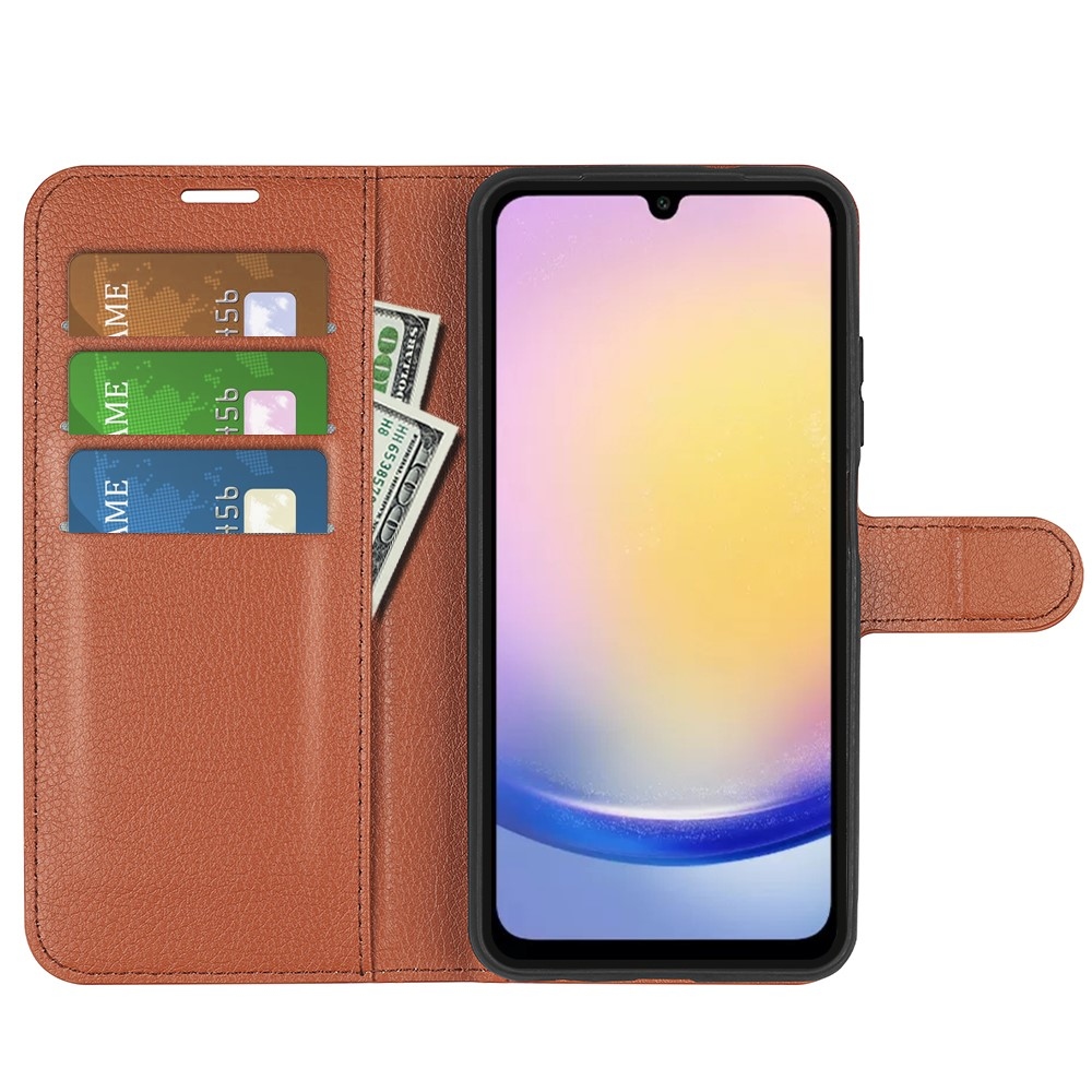 Litchi könyv tok Samsung Galaxy A26 5G-hez - barna
