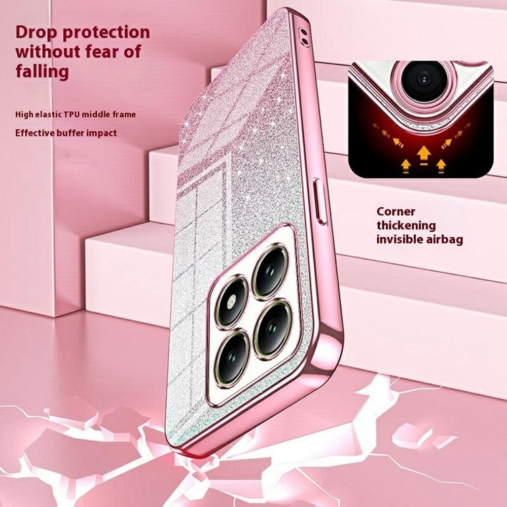 Vágott zselés csillogó tok a Xiaomi 14T-hez - rózsaszínű