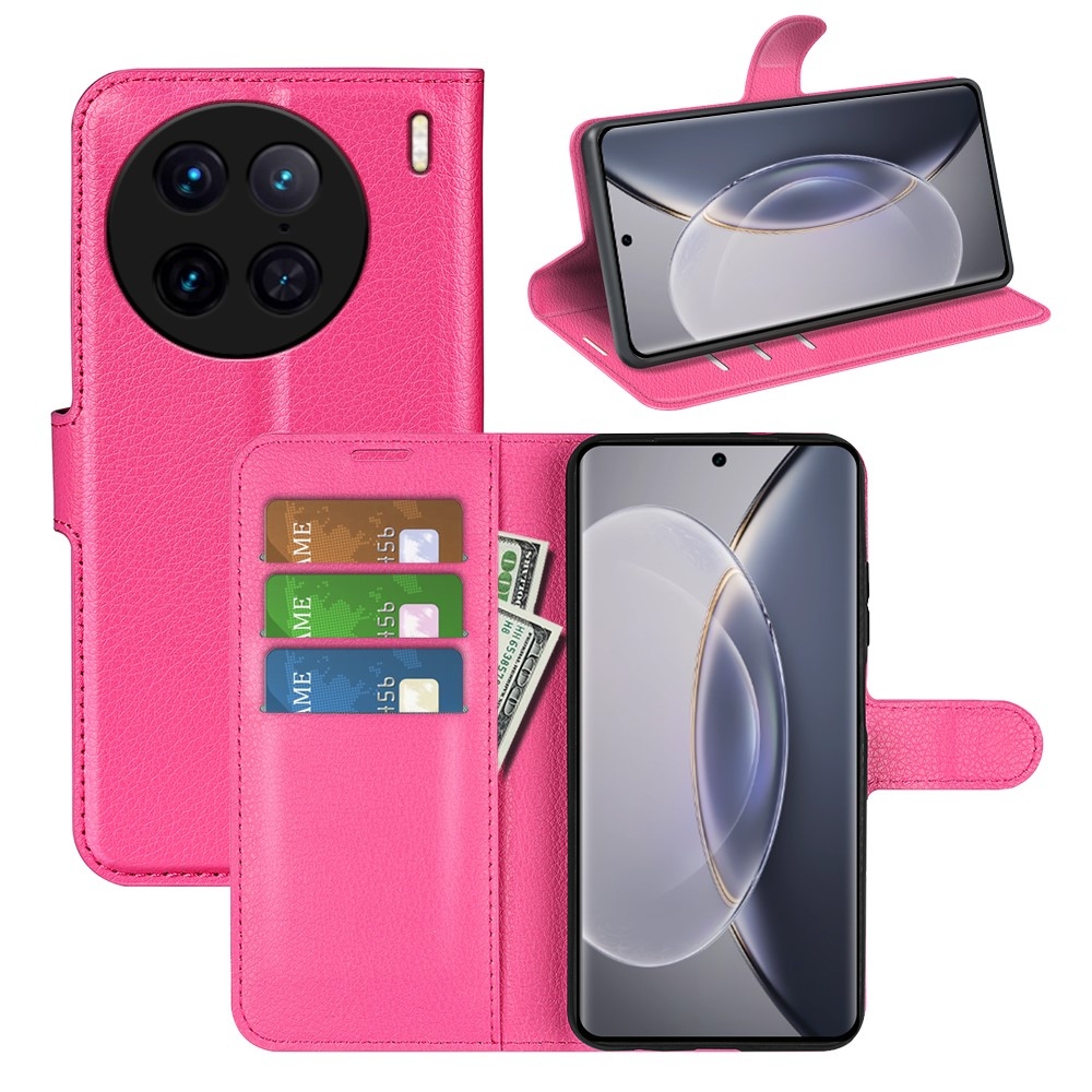 Litchi könyv tok a Vivo X90 Pro-hoz - rózsaszínű