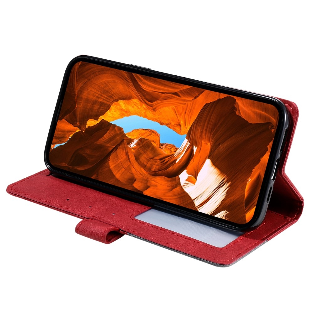 Vonalak könyv tok Xiaomi Redmi Note 14 Pro 5G/Poco X7 5G/Note 14 Pro+ 5G - piros