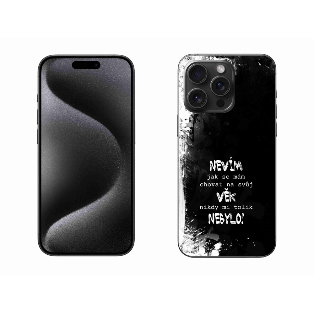 Gél borítás mmCase iPhone 15 Pro Max készülékhez - vicces szöveg 14 fekete háttér