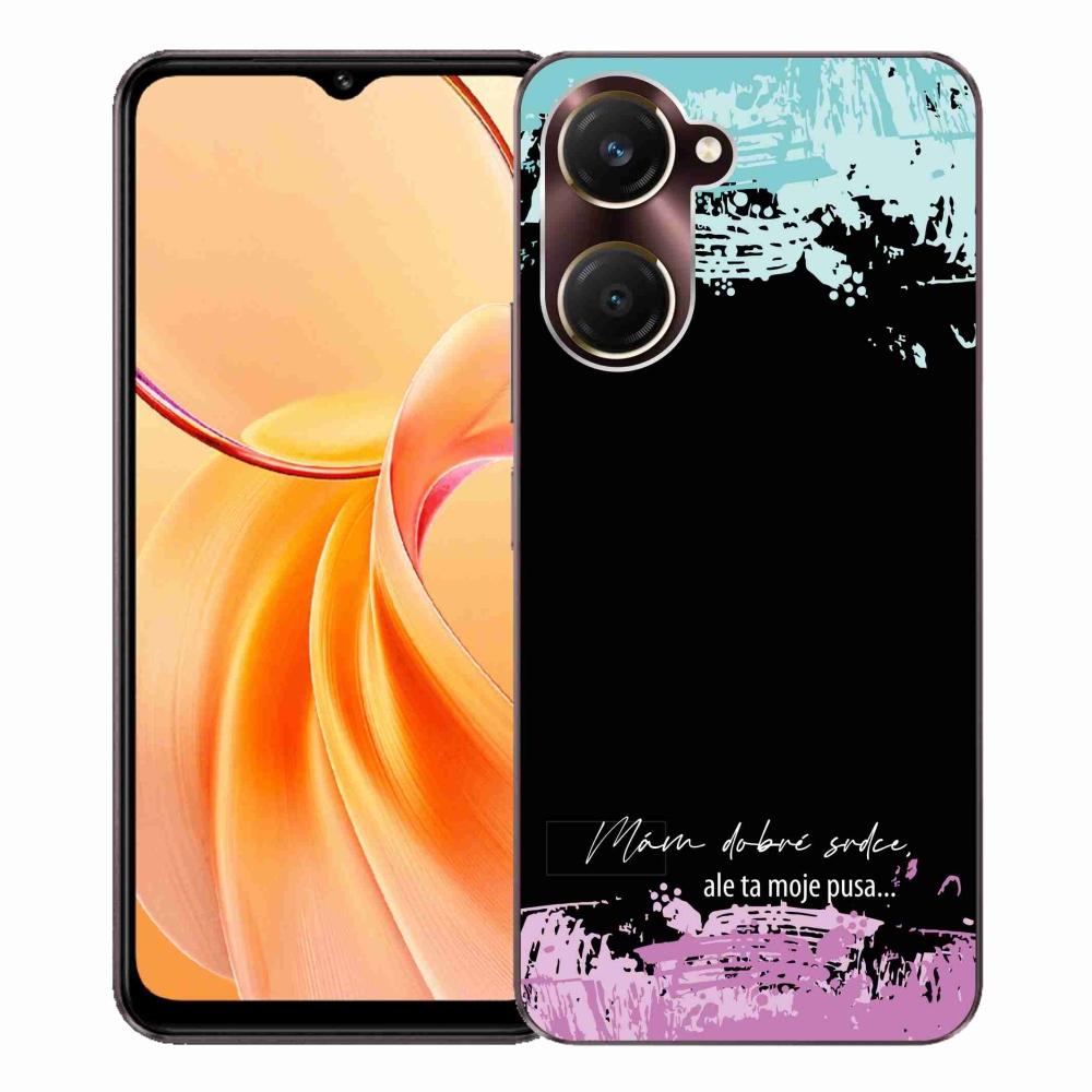 Gél borító mmCase a Vivo Y28s 5G-hez - vicces szöveg 3 fekete háttérrel