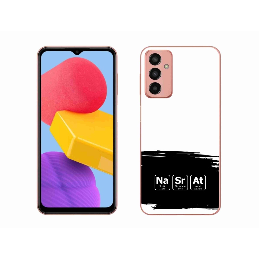 Gél borító mmCase Samsung Galaxy M13 - kémiai elemek fekete és fehér háttérrel