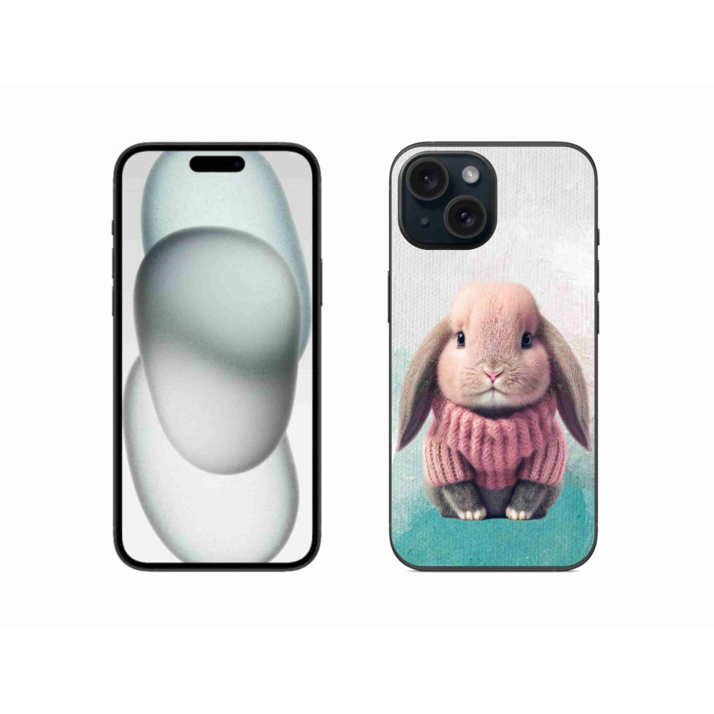 Zselés borítás mmCase iPhone 15 - nyúl a pulóverben