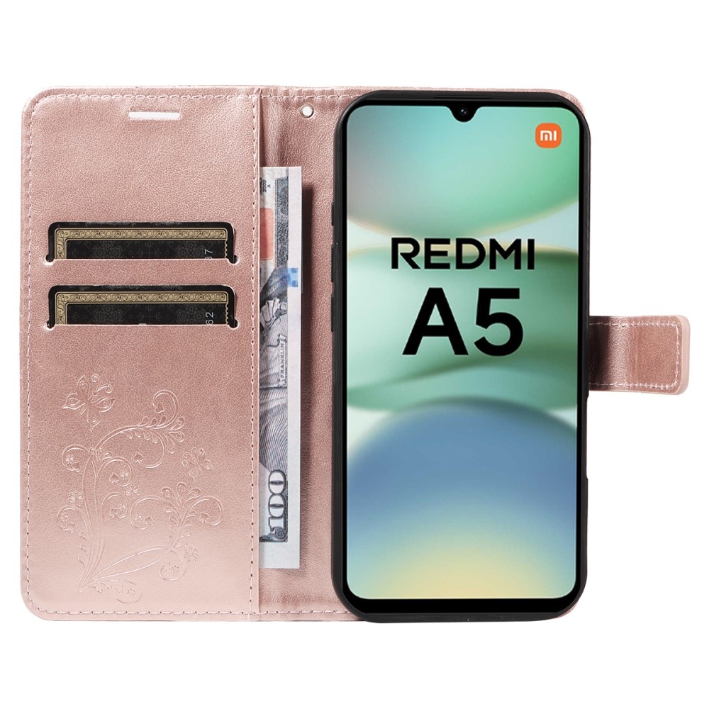 Nagy pillangó könyv tok Xiaomi Redmi A5 (171.7x77.8x8.3mm) - rózsaarany színben