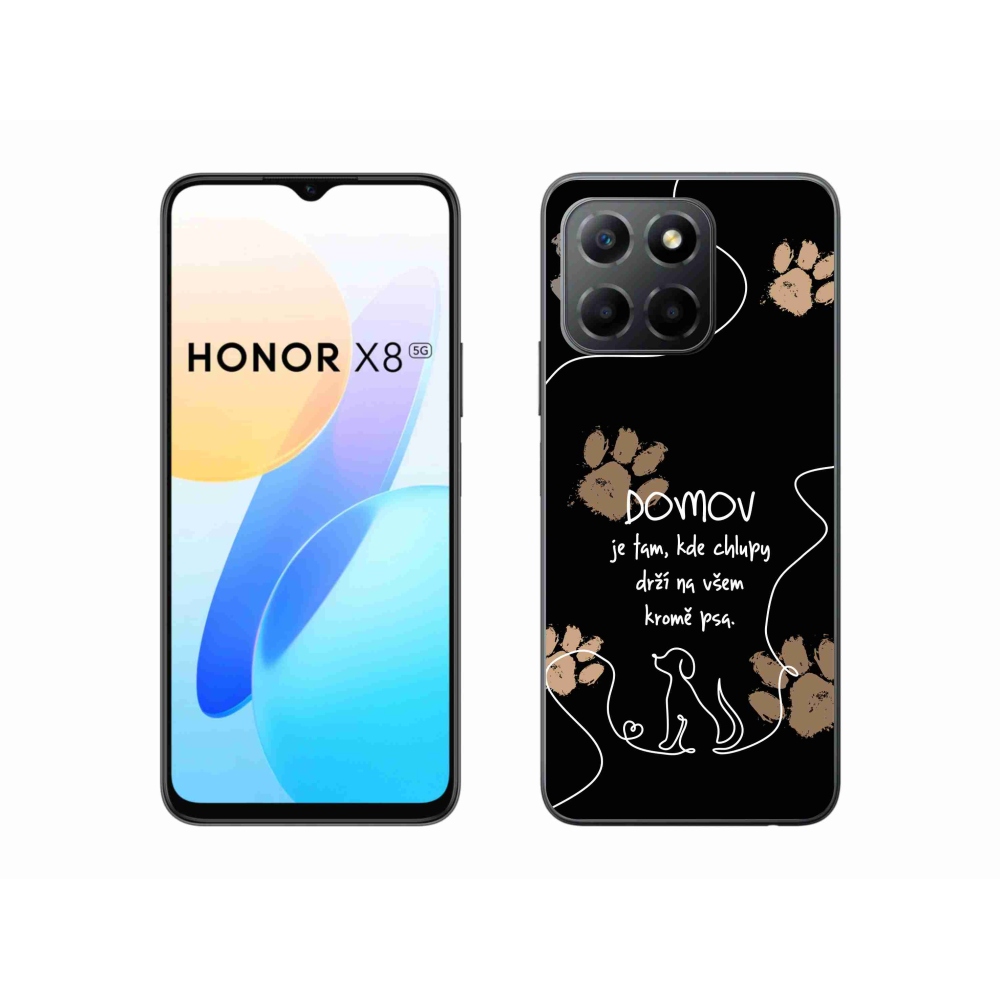 Zselés borítás mmCase a Honor X8 5G/Honor 70 Lite 5G készülékhez - kutya motívum fekete háttérrel