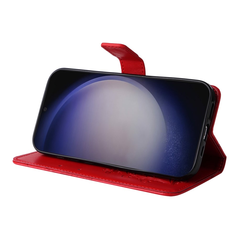 Nagy pillangó könyv tok Samsung Galaxy S25 készülékhez - piros