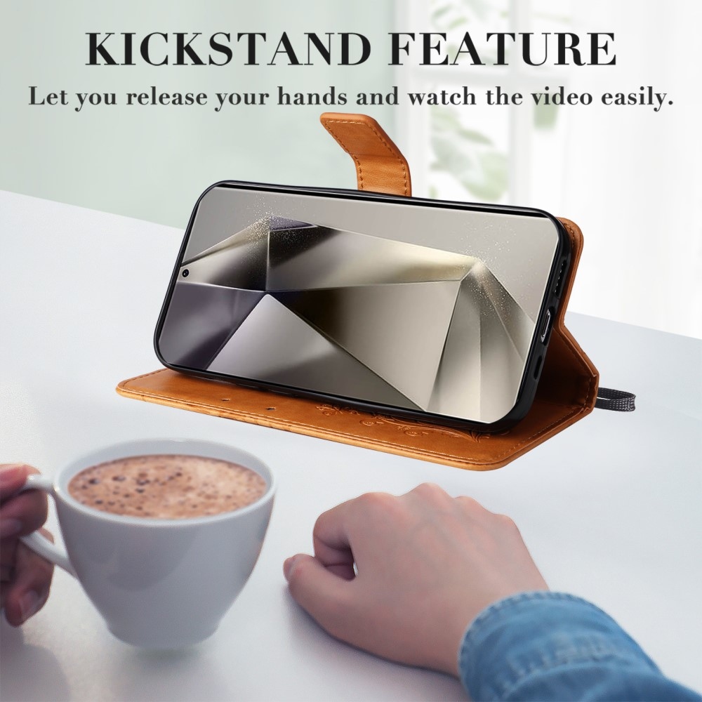 Nagy pillangó könyv tok Samsung Galaxy S25 Ultra készülékhez - sárga