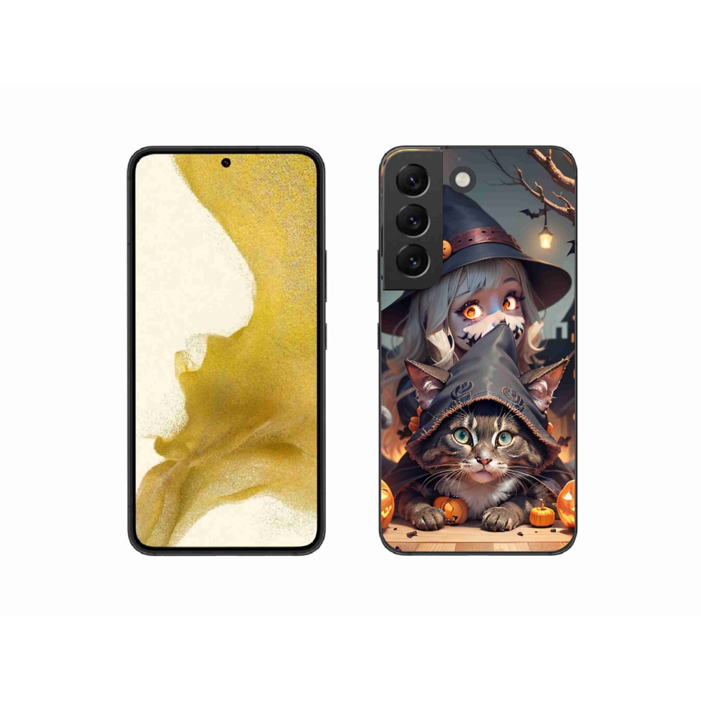 Zselés borítás mmCase Samsung Galaxy S22 5G - boszorkány macskával
